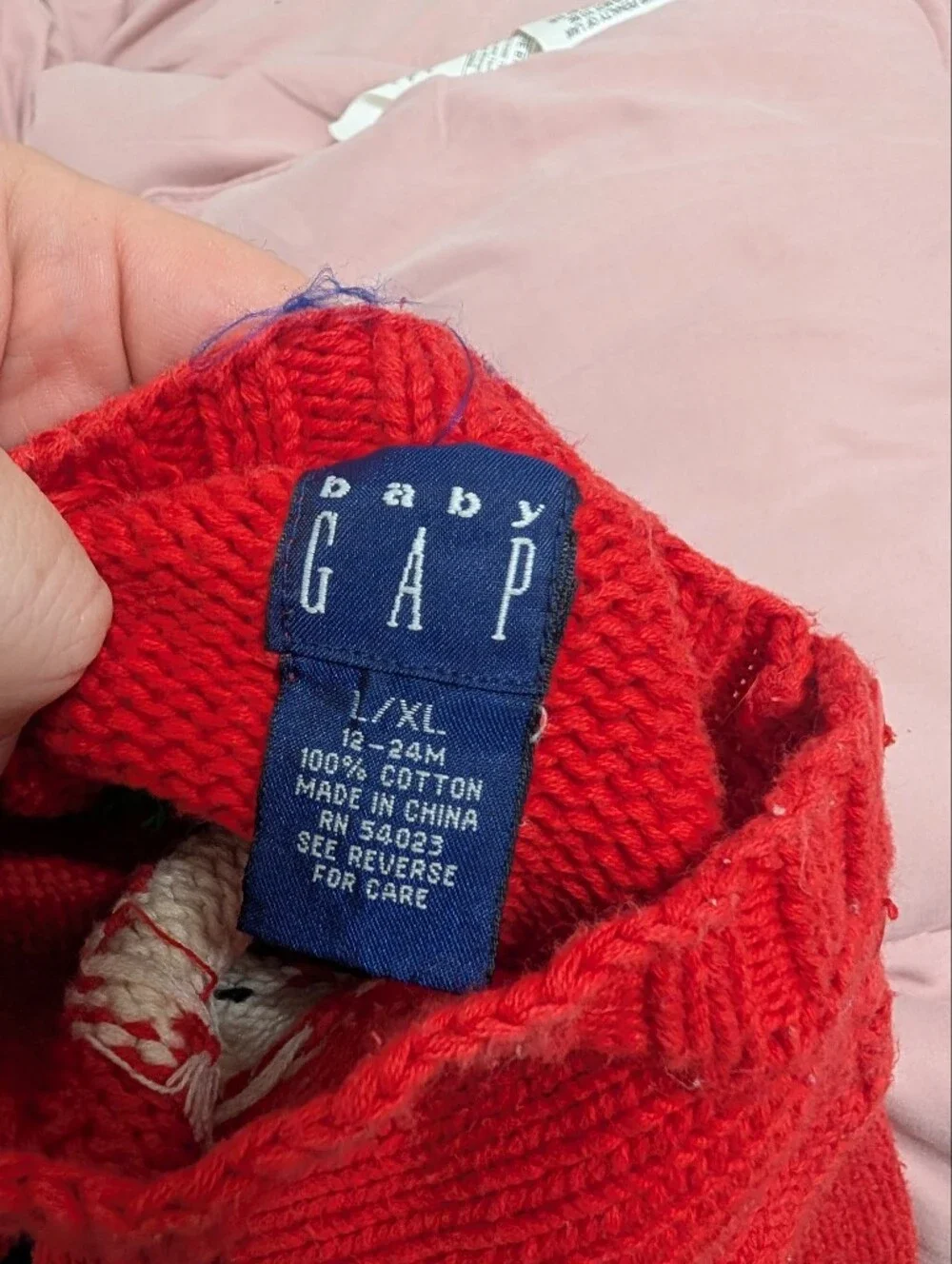 Vintage Baby Gap Chef Sweater 18-24M Red Birthday Cake 90s Knit